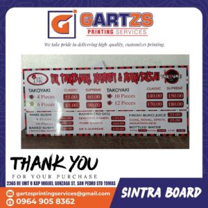 Sticker on Sintra Board